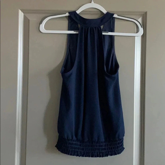 NWT Trina Turk Navy Racerback Blouse - Picture 2 of 3